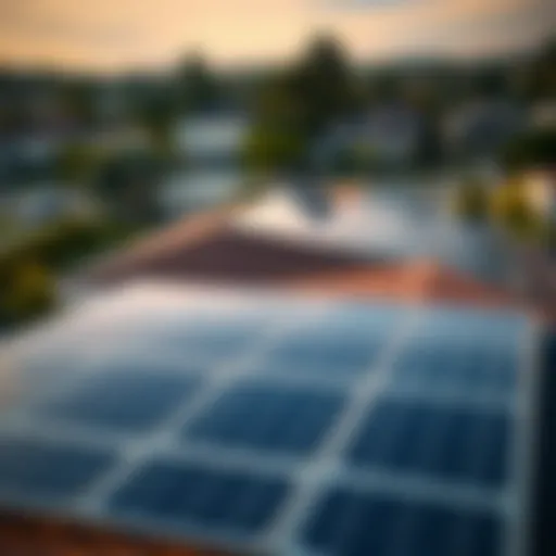 Aerial view of a residential solar panel installation
