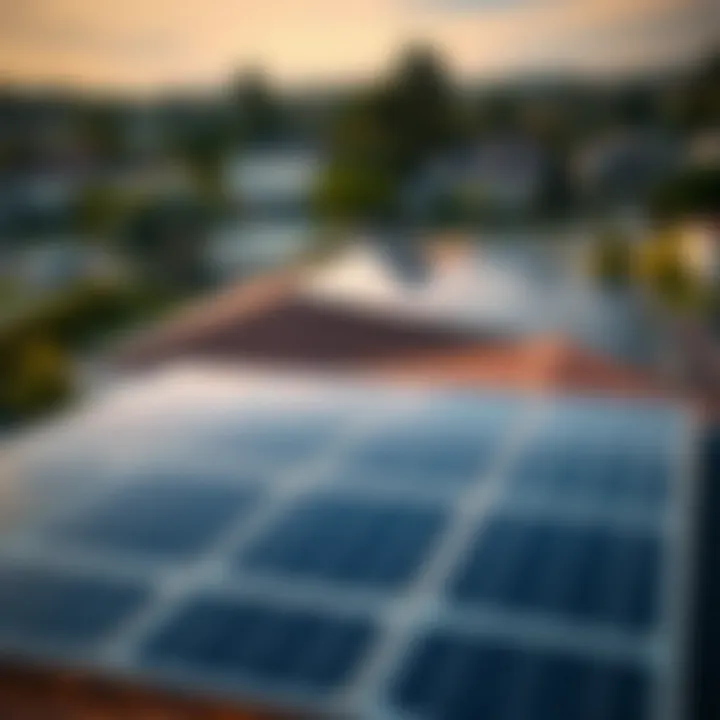 Aerial view of a residential solar panel installation
