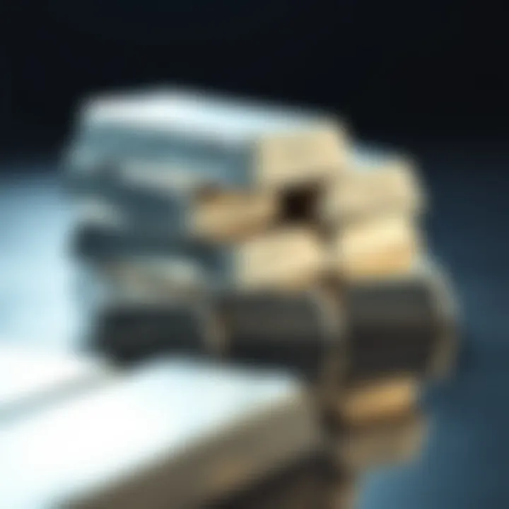 Shimmering silver bullion bars stacked elegantly