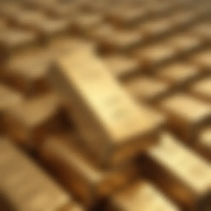 Close-up view of gold bars stacked together showcasing their luster and value.