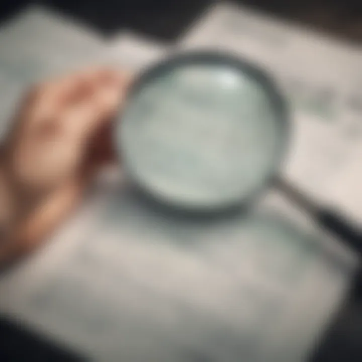 A magnifying glass over a banking document emphasizing details