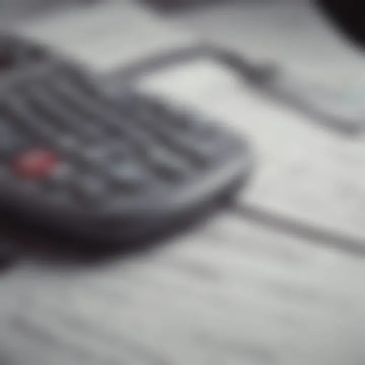 A close-up of a financial calculator and RV financing documents