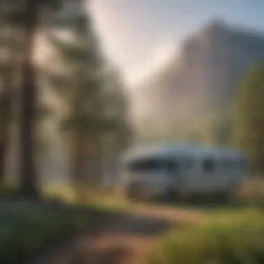 Scenic view of RVs parked in a picturesque southeastern landscape