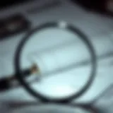 A magnifying glass over financial documents