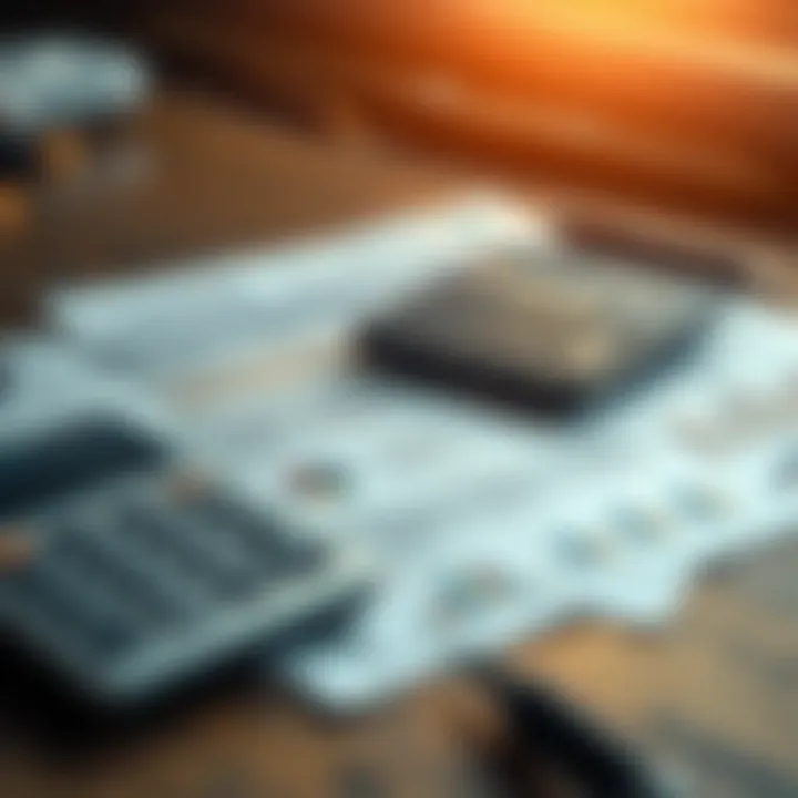 Navigating Financial Strategies for Land Acquisition A calculator and financial documents illustrating funding strategies