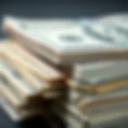 A close-up view of high interest notes stacked elegantly.