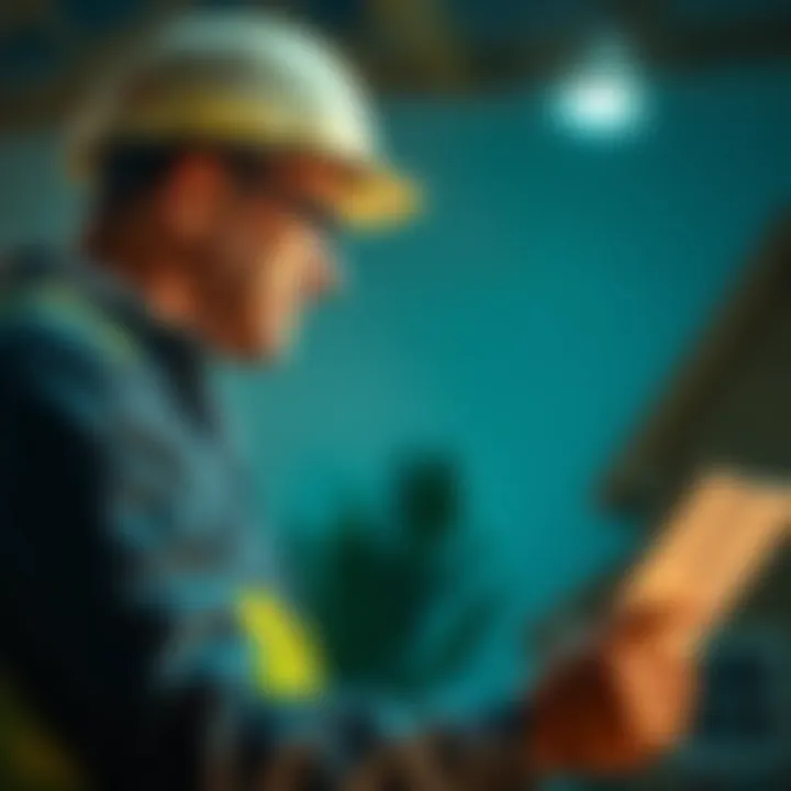 Home inspector examining property details