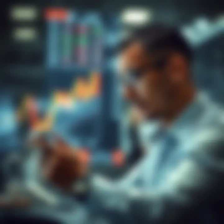 Person analyzing stock performance data