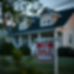 A scenic view of a house with a 'For Sale' sign