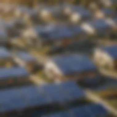 Sustainable Living in a Solar-Powered Community A serene neighborhood featuring homes equipped with solar panels promoting sustainable living.