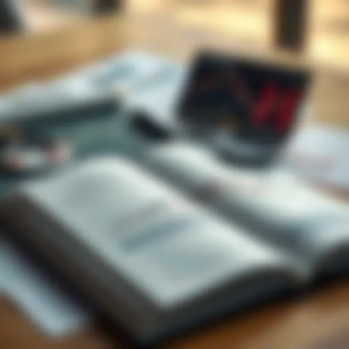 Financial Graphs and Analytical Tools An open book with financial graphs and analytical tools spread across it