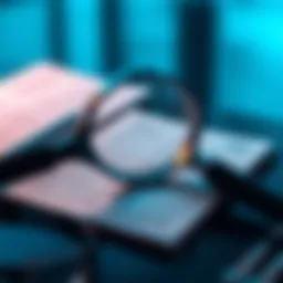 A magnifying glass over a document symbolizing scrutiny in financial transactions