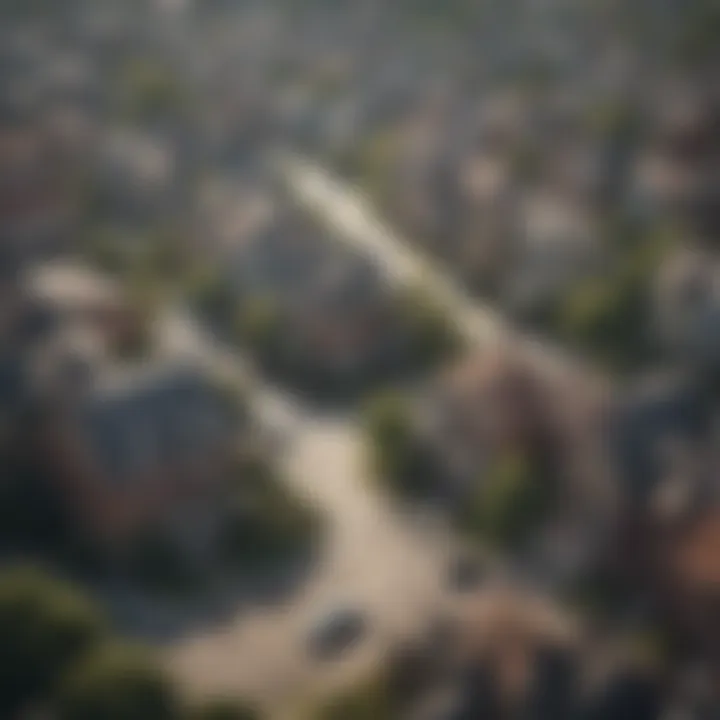 Aerial view highlighting neighborhood characteristics