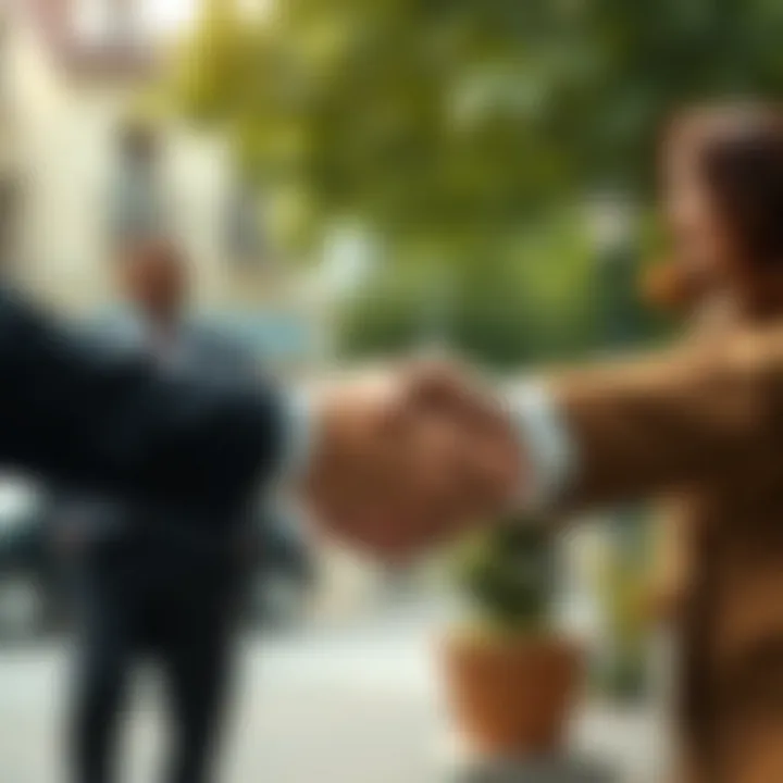 Illustration of a handshake between buyers and sellers