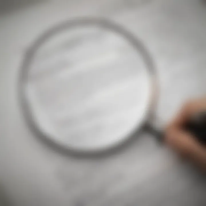 Visual of a magnifying glass over a lease contract highlighting key sections