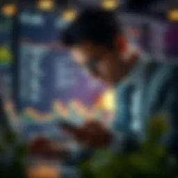 Investment banker analyzing financial data