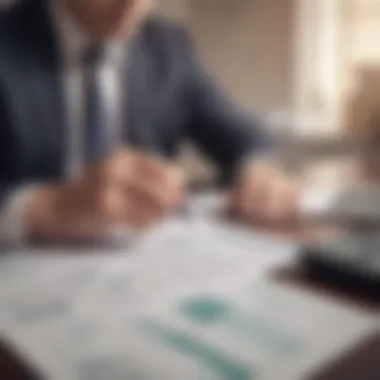 An accountant analyzing financial documents