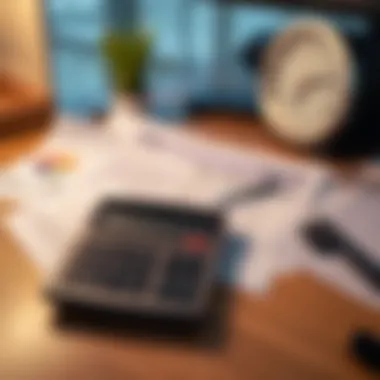 Calculator and tax forms on a desk