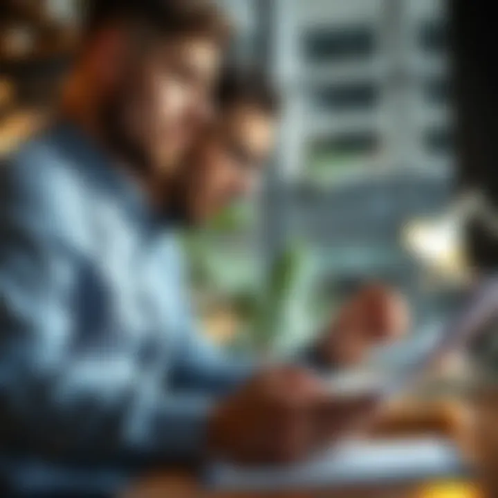 Small business owner reviewing expense statements