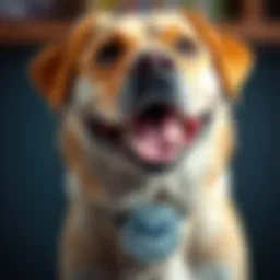 Illustration of a happy dog with a USAA emblem